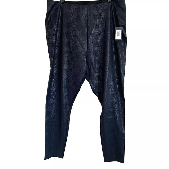 Lysse Leggings Size 3X Black Snakeskin Print Stretch Faux Leather NWT - Picture 2 of 8